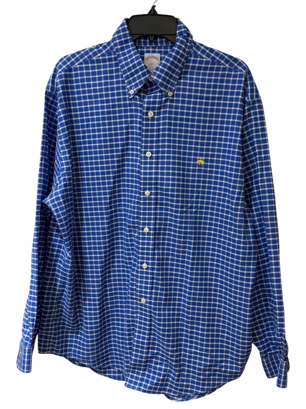 Brooks Brothers  Blue Windowpane Button-Down Shirt size Large